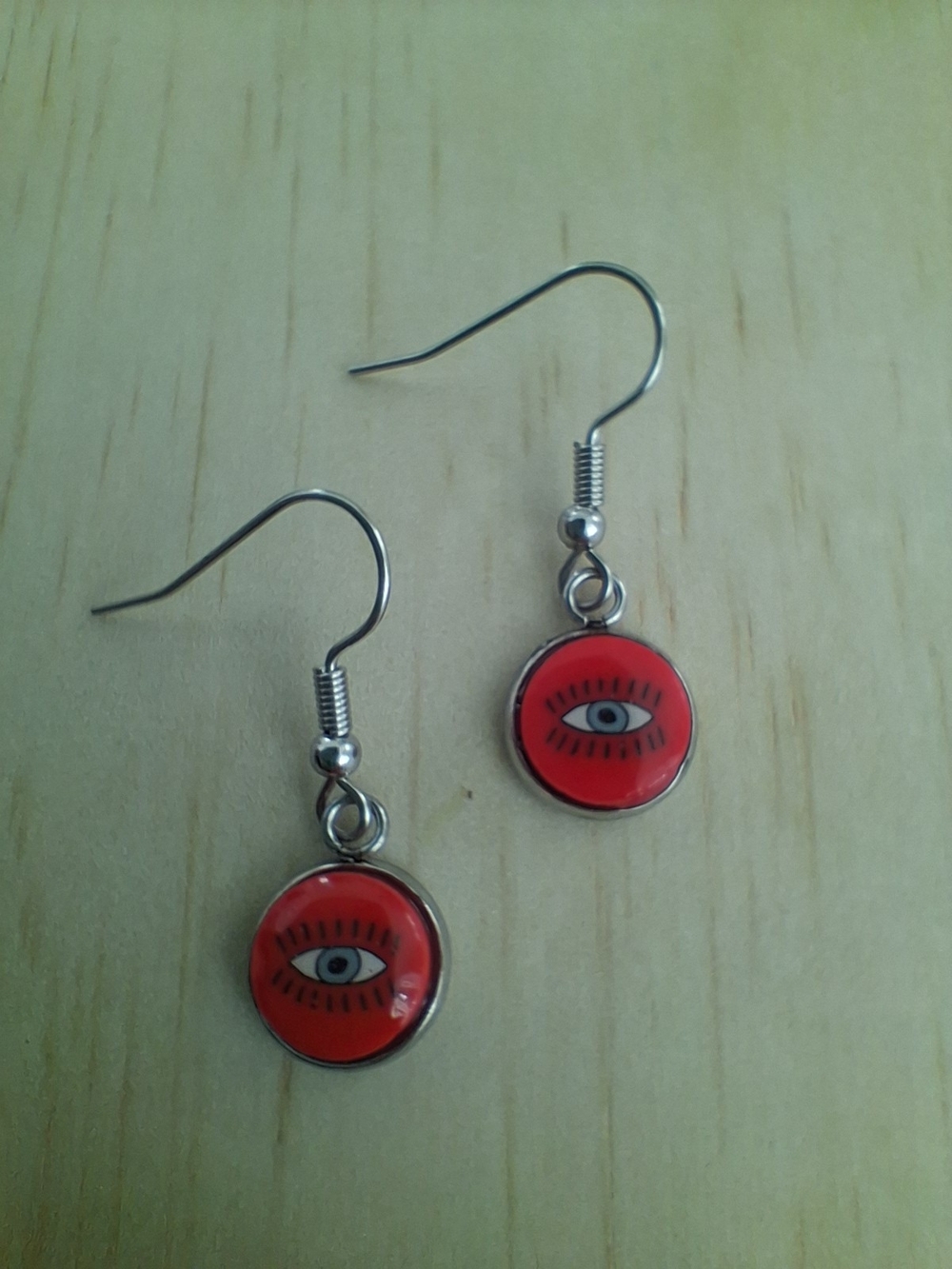 Unknown Brand Red Evil Eye Dangle Earrings